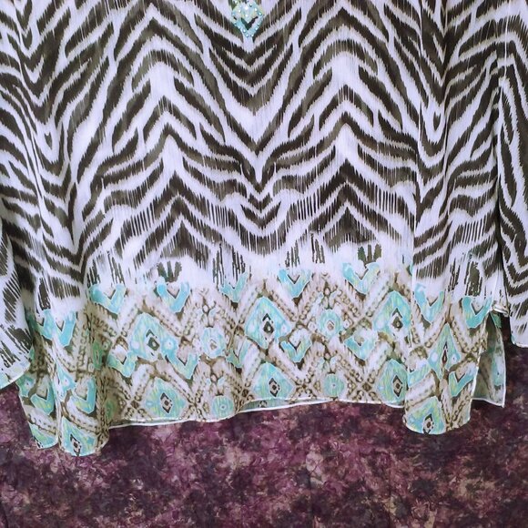 Lot (2) Blouses Tops JM Collection Lady-OX/XL Flowy Layers Sequins Bold Animal - Picture 5 of 14